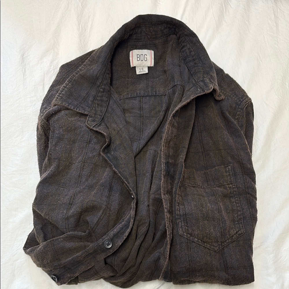 BDG Men's Casual Button Down Shirt - Dark Brown